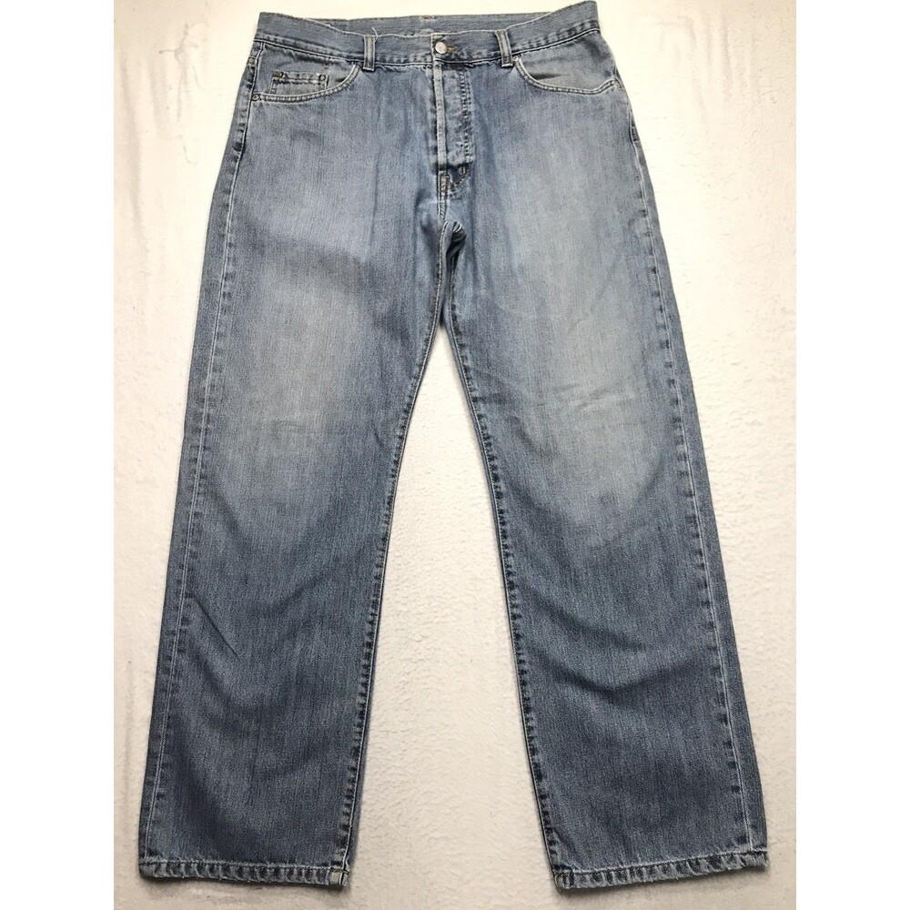 LACOSTE Jean Men 36x32(46 euro tag) Relaxed Fit Light Wash Distressed Button Fly